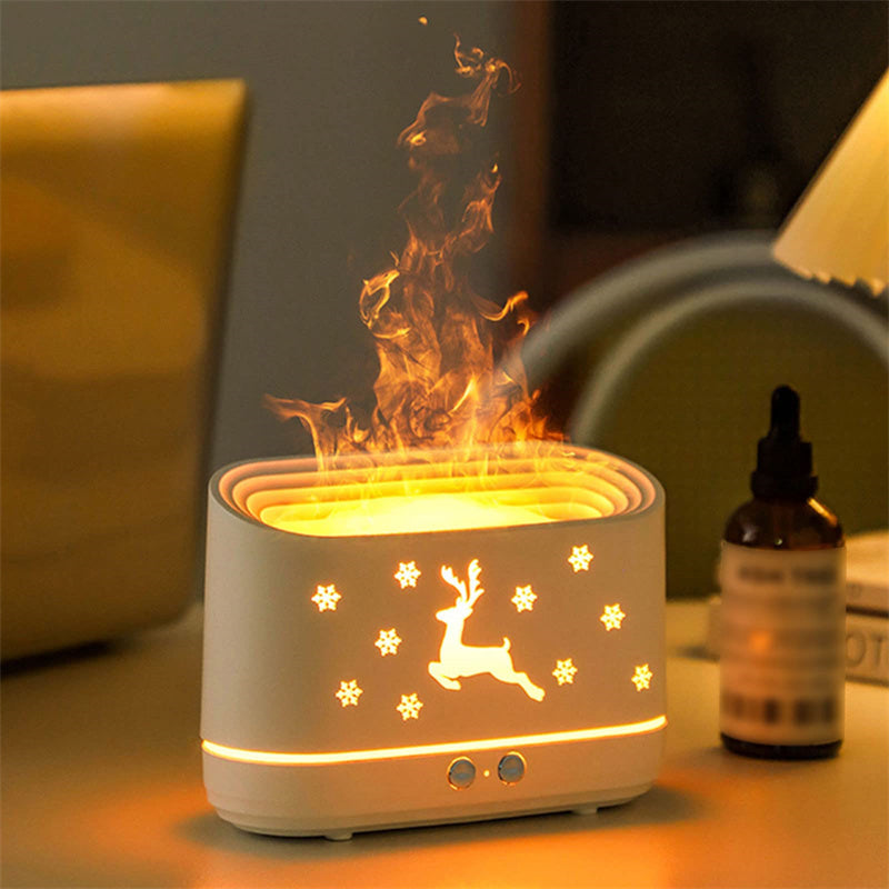 Elk Flame Humidifier Diffuser Mute Household Atmosphere Lamp Christmas Home Decorations - Below Twenty