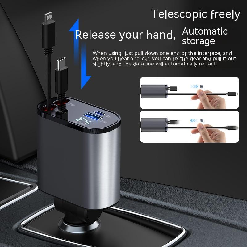 Metal Car Charger 100W Super Fast Charging Car Cigarette Lighter USB And TYPE-C Adapter - Below Twenty