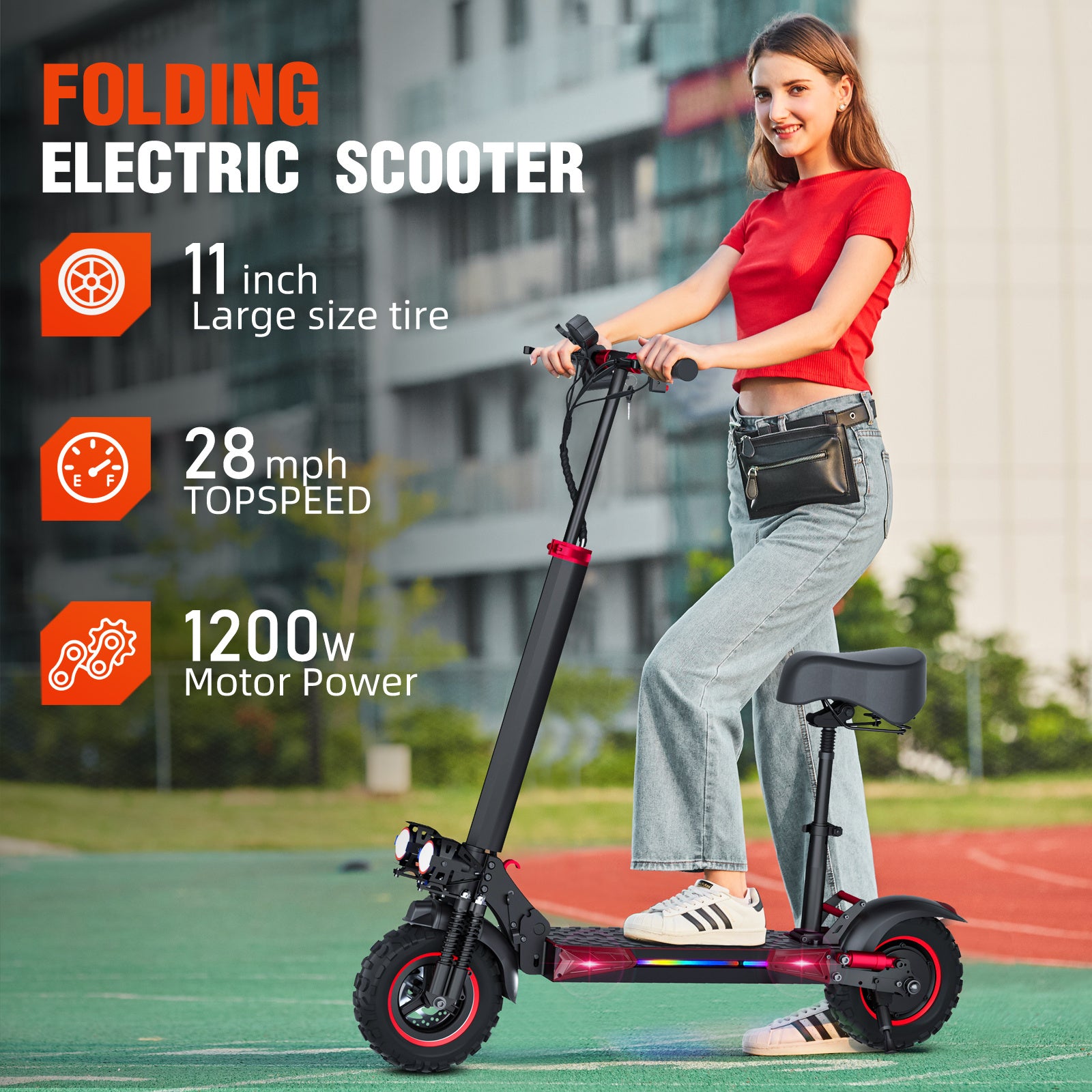 Electric Scooter Motor Power 1200W Battery Capacity 48V 18Ah Tire Size 11inches Max Speed 45KM - Below Twenty