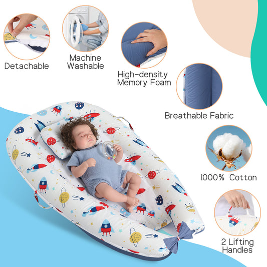 Baby's Crib pure Cotton Sleeve , High-grade Memory Foam, Inner Core, Detachable, Easy To Clean, Easy To Carry - Below Twenty