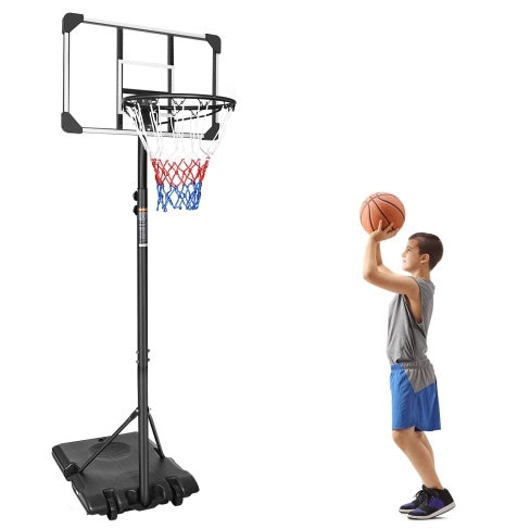 Portable Basketball Goal System With Stable Base And Wheels, Use For Indoor Outdoor Teenagers Youth Height Adjustable 5.6 To 7ft Basketball Hoop 28 Inch Backboard - Below Twenty