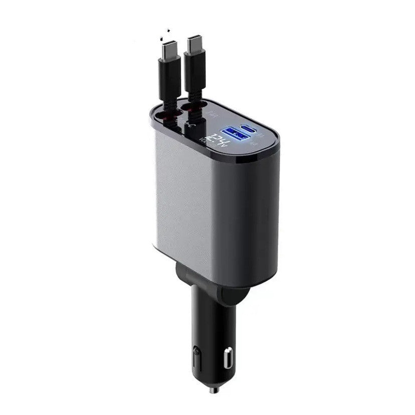 Metal Car Charger 100W Super Fast Charging Car Cigarette Lighter USB And TYPE-C Adapter - Below Twenty