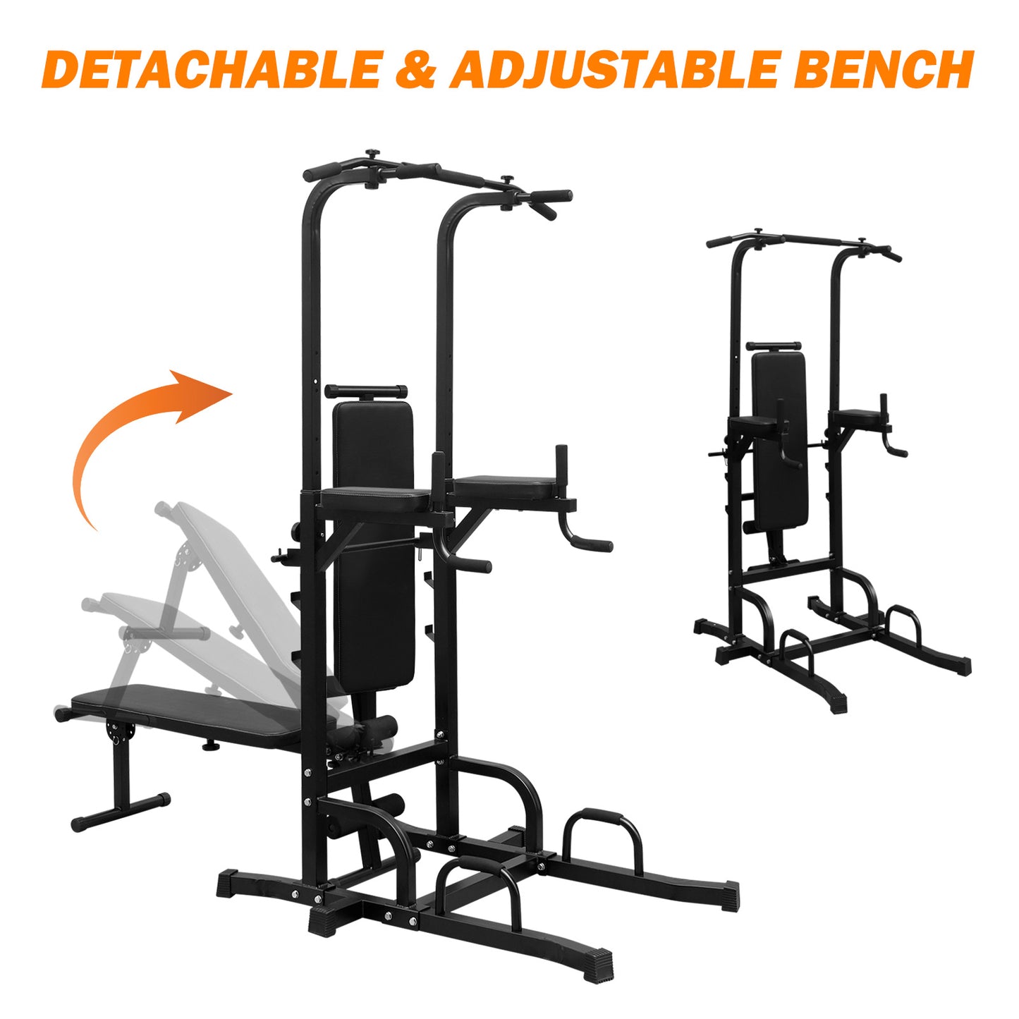 Power Tower Parallel Bar Station With Bench Chin-Up Bar Holder - Below Twenty