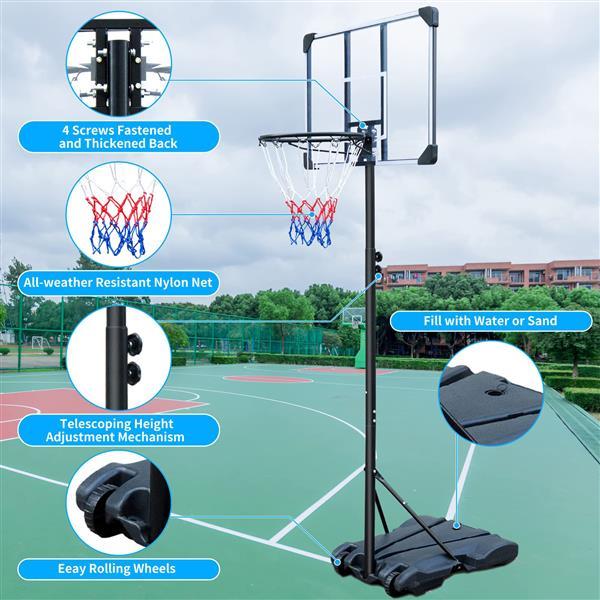 Basketball Stand, Suitable For Indoor And Outdoor Use, Adjustable From 5.6-7 Feet, 32 Inch Backboard With Wheels - Below Twenty