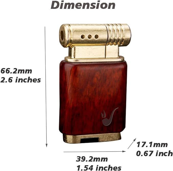 Pipe Lighter Soft Flame Refillable Gas Wooden Case Fire Starter Cigarette Candle Lighter For Men Women Gift - Below Twenty