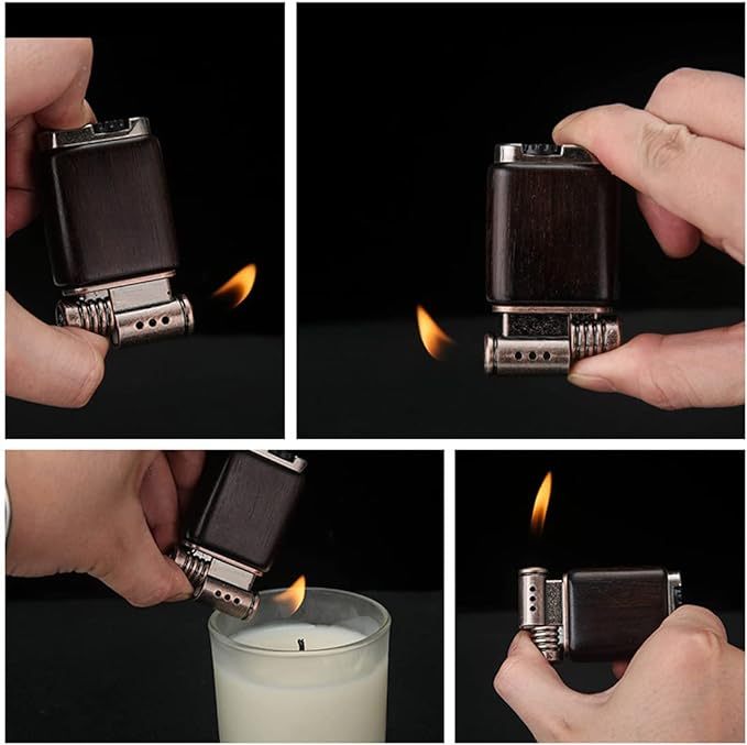 Pipe Lighter Soft Flame Refillable Gas Wooden Case Fire Starter Cigarette Candle Lighter For Men Women Gift - Below Twenty