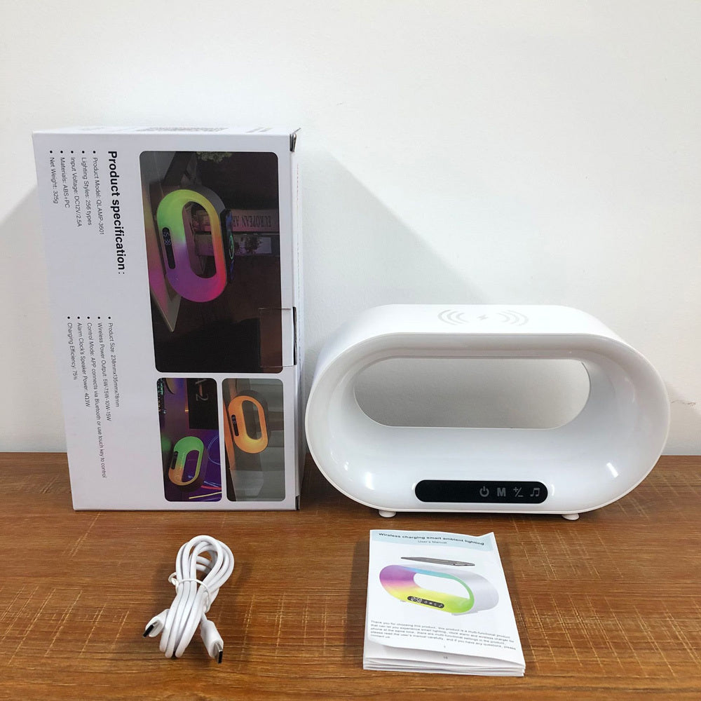Multi-function 3 In 1 LED Night Light APP Control RGB Atmosphere Desk Lamp Smart Multifunctional Wireless Charger Alarm Clock - Below Twenty