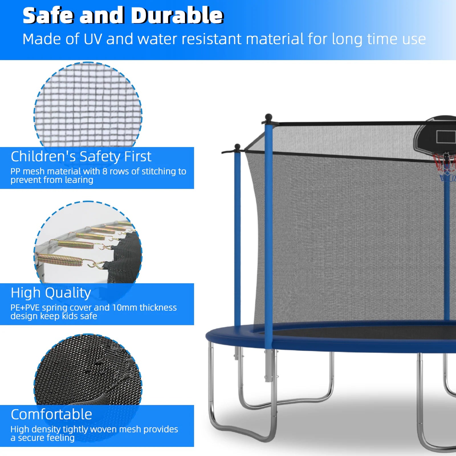 14 FT TRAMPOLINE INSIDE SAFETY NET WITH BASKETBALL HOOP - Below Twenty