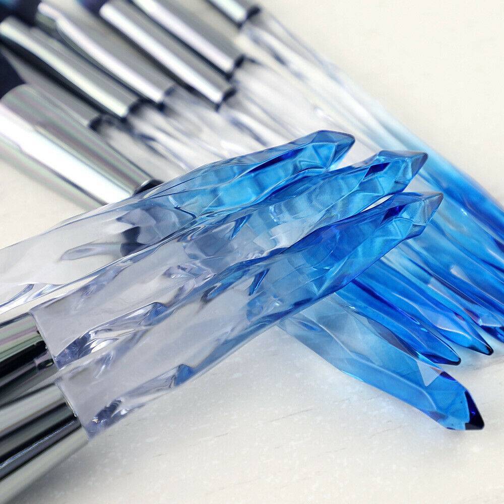 10pcs Professional Makeup Brush Crystal Blue - Below Twenty