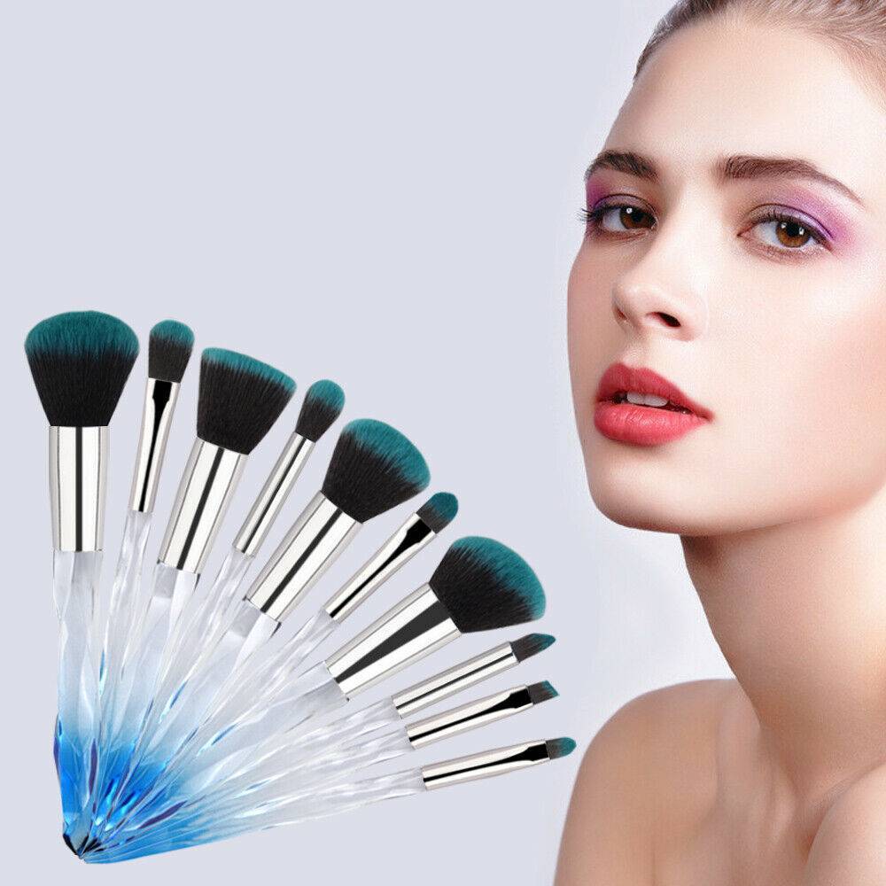 10pcs Professional Makeup Brush Crystal Blue - Below Twenty