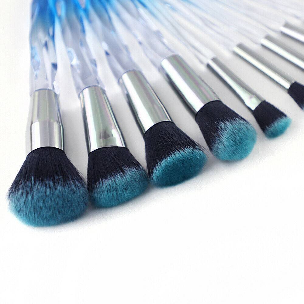 10pcs Professional Makeup Brush Crystal Blue - Below Twenty