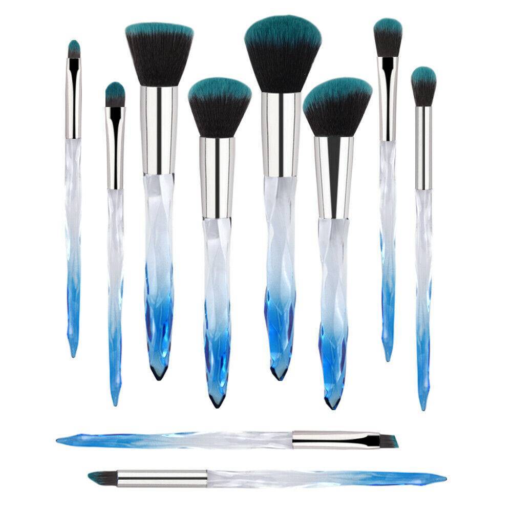 10pcs Professional Makeup Brush Crystal Blue - Below Twenty