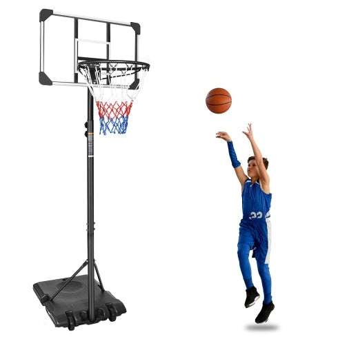 Portable Basketball Goal System With Stable Base And Wheels, Use For Indoor Outdoor Teenagers Youth Height Adjustable 5.6 To 7ft Basketball Hoop 28 Inch Backboard - Below Twenty