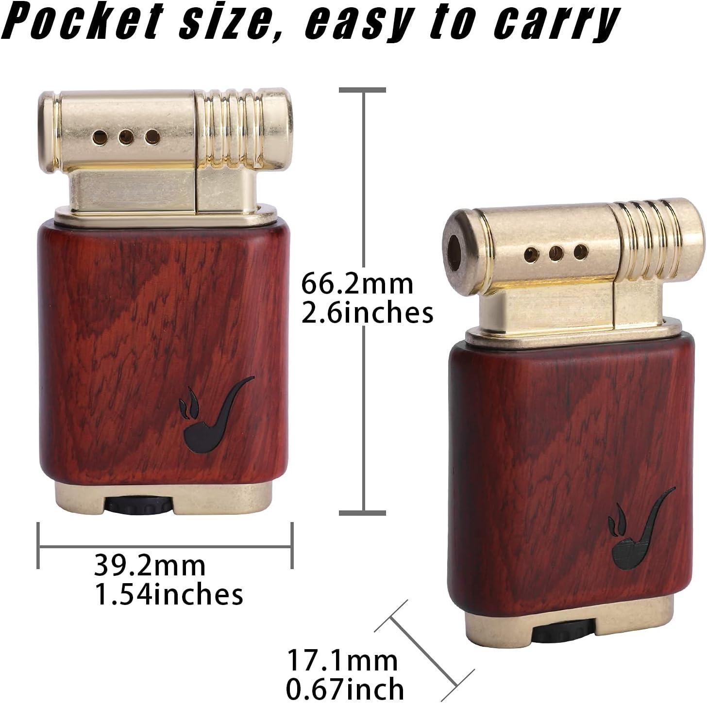 Pipe Lighter Soft Flame Refillable Gas Wooden Case Fire Starter Cigarette Candle Lighter For Men Women Gift - Below Twenty