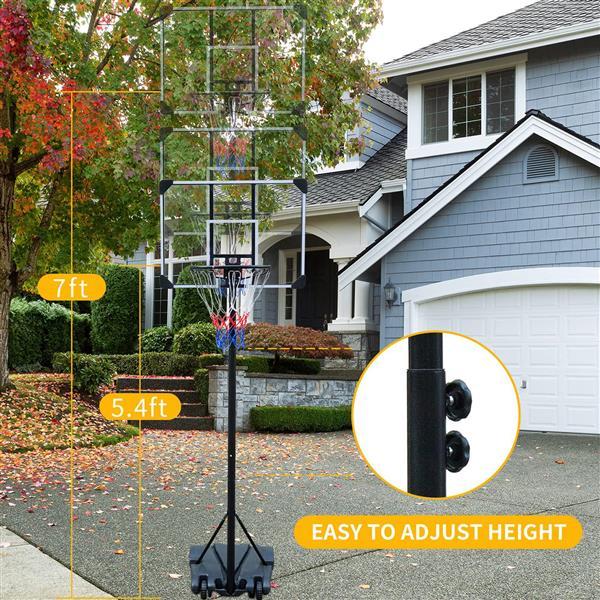 Basketball Stand, Suitable For Indoor And Outdoor Use, Adjustable From 5.6-7 Feet, 32 Inch Backboard With Wheels - Below Twenty