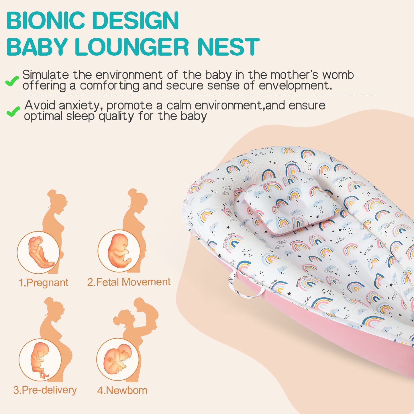 Baby's Crib pure Cotton Sleeve , High-grade Memory Foam, Inner Core, Detachable, Easy To Clean, Easy To Carry - Below Twenty