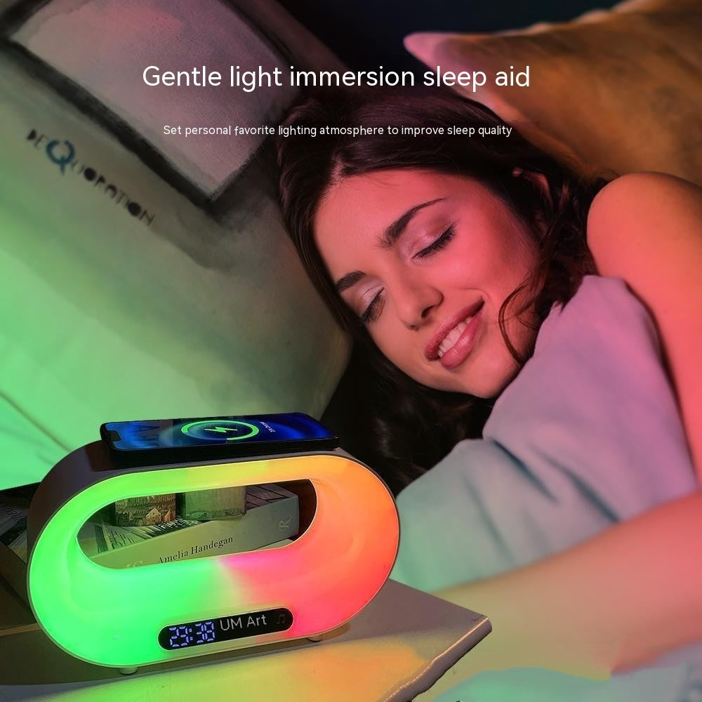 Multi-function 3 In 1 LED Night Light APP Control RGB Atmosphere Desk Lamp Smart Multifunctional Wireless Charger Alarm Clock - Below Twenty