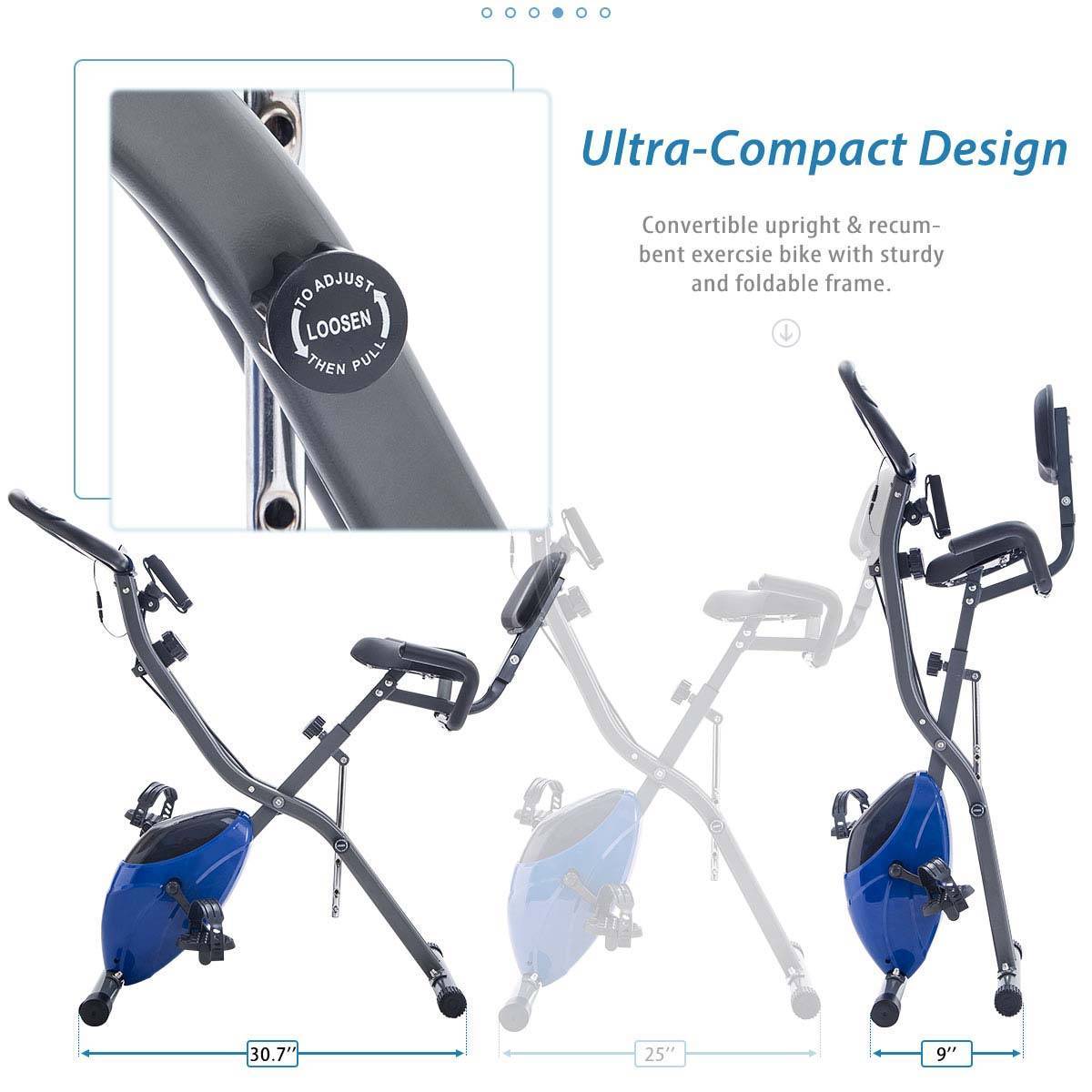 Folding Exercise Bike Fitness Upright Recumbent X-Bike Adjustable Resistance - Below Twenty