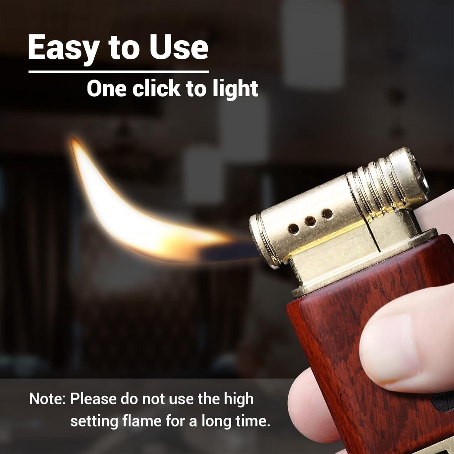 Pipe Lighter Soft Flame Refillable Gas Wooden Case Fire Starter Cigarette Candle Lighter For Men Women Gift - Below Twenty