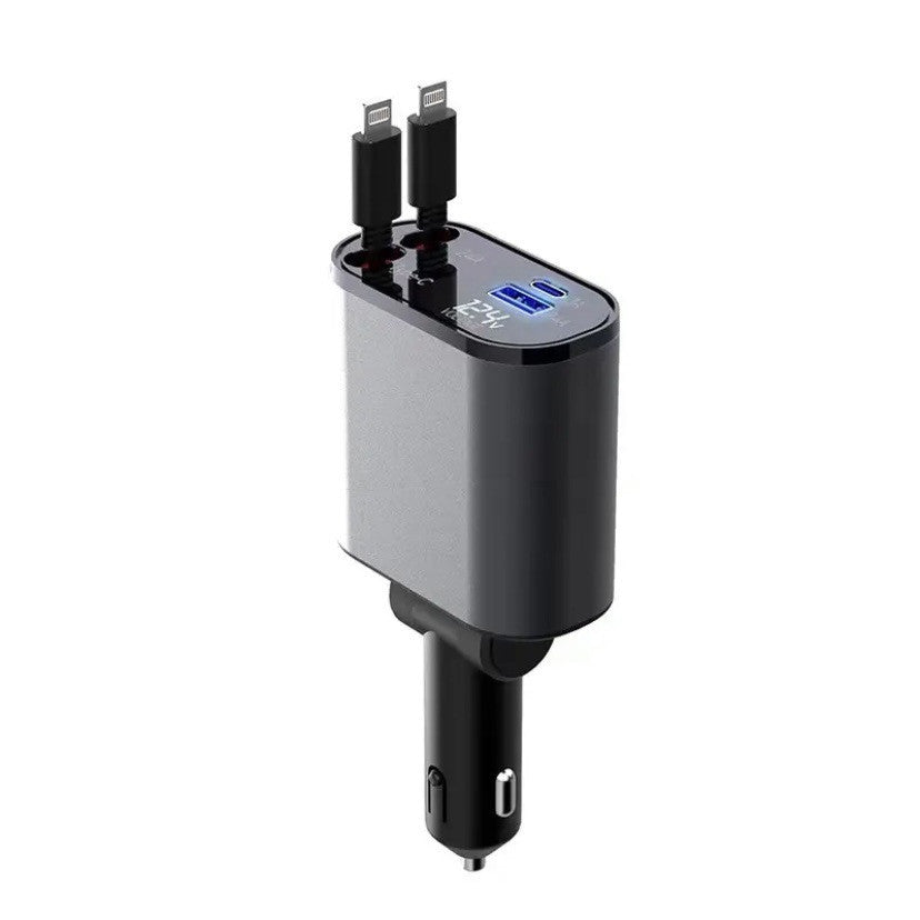 Metal Car Charger 100W Super Fast Charging Car Cigarette Lighter USB And TYPE-C Adapter - Below Twenty