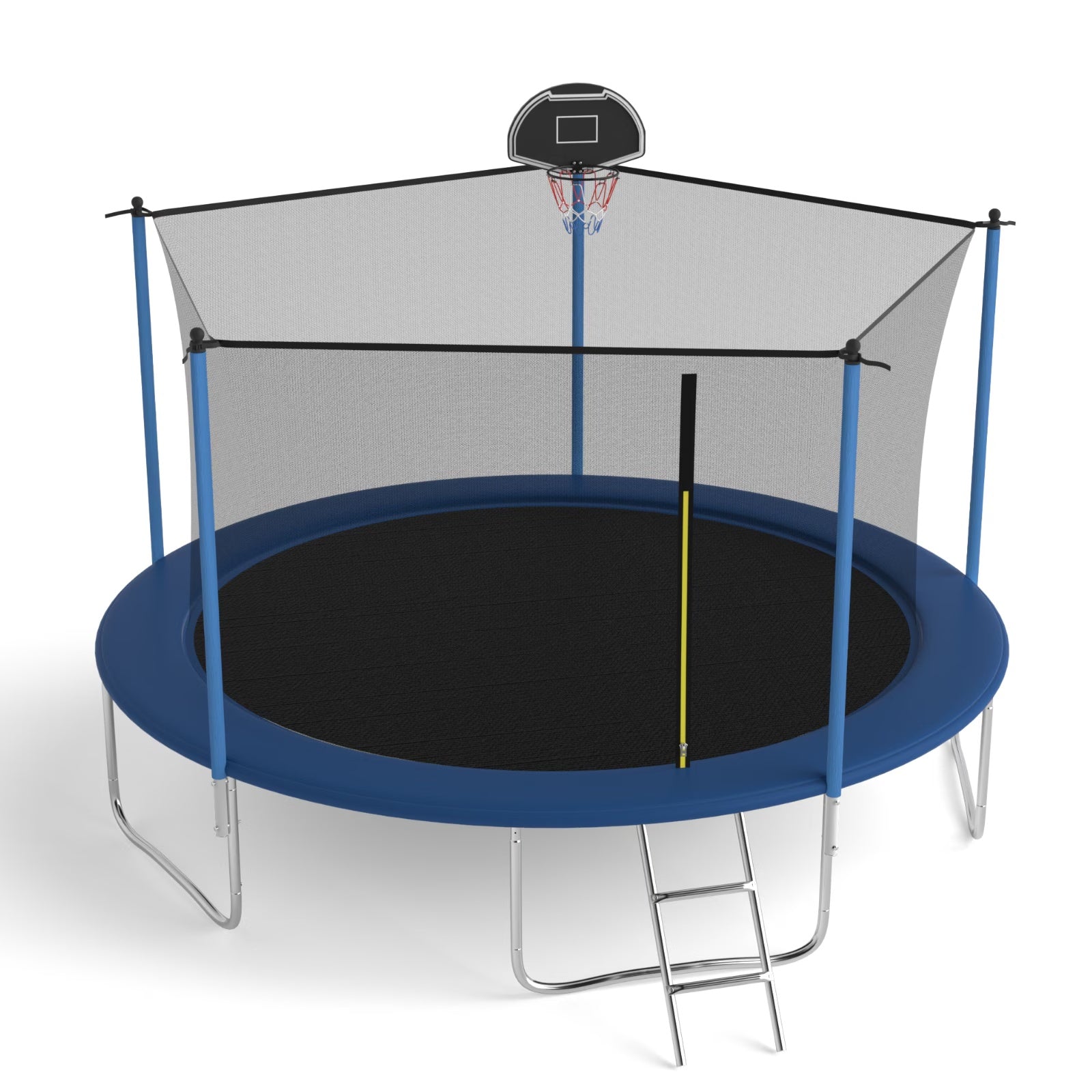 14 FT TRAMPOLINE INSIDE SAFETY NET WITH BASKETBALL HOOP - Below Twenty