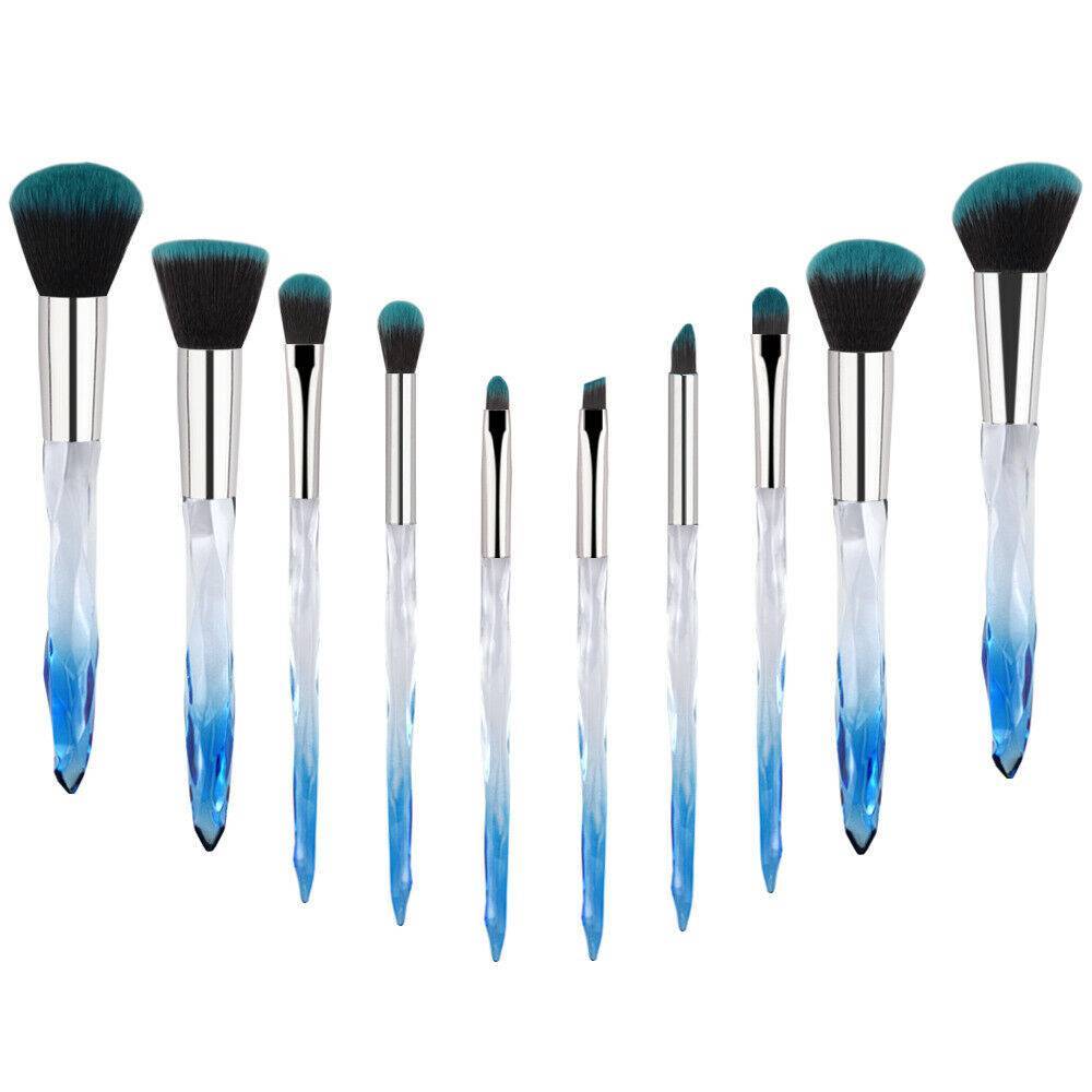 10pcs Professional Makeup Brush Crystal Blue - Below Twenty