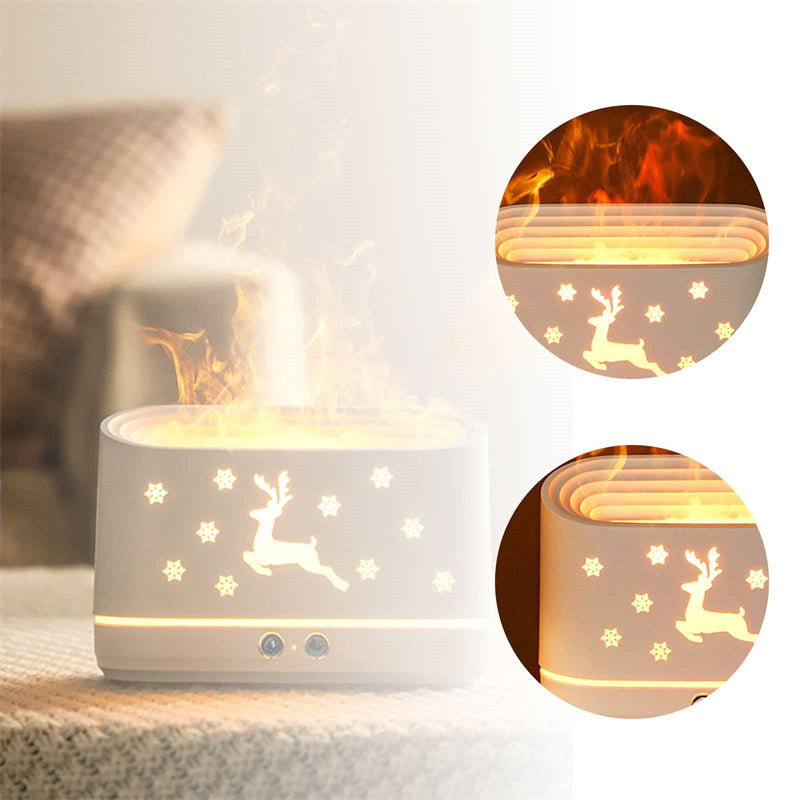 Elk Flame Humidifier Diffuser Mute Household Atmosphere Lamp Christmas Home Decorations - Below Twenty