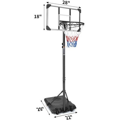 Portable Basketball Goal System With Stable Base And Wheels, Use For Indoor Outdoor Teenagers Youth Height Adjustable 5.6 To 7ft Basketball Hoop 28 Inch Backboard - Below Twenty