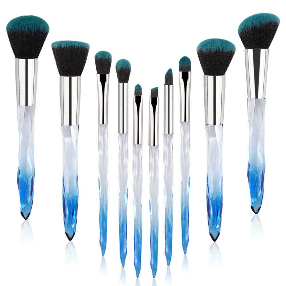 10pcs Professional Makeup Brush Crystal Blue - Below Twenty